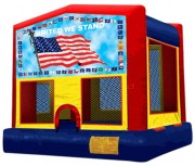 Bounce House With Flag Banner